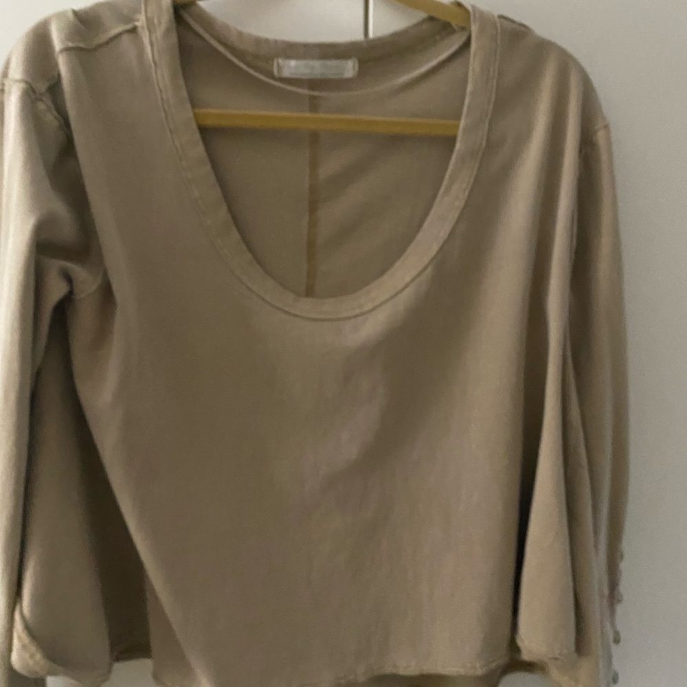 Free People We The Free Beige Top BOHO FLOWY